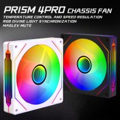Resim Frostwind PRISM IV PRO 120mm Kasa Fanı, 5V 3 PIN ARGB, 12V 4 PIN PWM, Sonsuz Ayna, 1650 RPM, 65 CFM, Sessiz PC Soğutucu, Anakart Senkronizasyonu, Hız Kontrolü, Masaüstü Radyatör/CPU Soğutucu/Bilgisayar Kasası için 