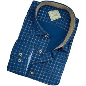 Resim Pamuklu Lacivert Uzun Kollu Erkek Gömlek Slim Fit Kalıp -9803 Lacivert 
