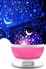 Resim DEKORANLA Yıldızlı Çocuk Masa Lambası, Dekoratif ve Pembe Gece Işığı 