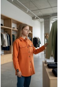 Resim Minimoda Kids Kız Çocuk Cepli Armalı Kışlık Gömlek 