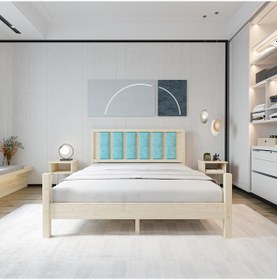 Resim Orion Model Cam Göbeği Puflu Başlıklı Vernikli Çam Ahşap Karyola-78 180 x 200 CM 