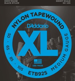 Resim D'Addario ETB92S XL Nylon Tapewound 4 Telli Bas Gitar Teli - Medium (50-105) 