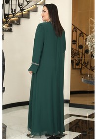 Resim Raika Moda Sultan Büyük Beden Tesettür Abiye Zümrüt 