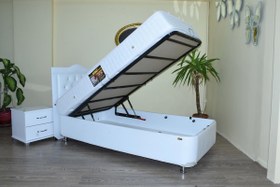 Resim Bengi Ticaret Sandıklı Tek Kişilik Beyaz Baza + Başlık + Yatak 100 x 200 cm 