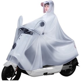 Resim Tek Parça Yetişkin Motosiklet Yağmurluğu - Mavi Yurt Dışından Beyaz 