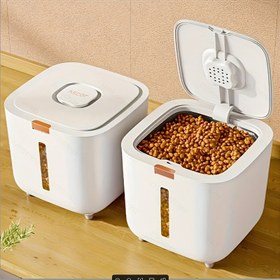 Resim Sızdırmaz Pet Yem Depolama Kabı ile Flip Kapak - BPA Free Plastik, 4.99kg/9.98kg Seçenekleri, Dikdörtgen, Büyük Kapasiteli Köpek ve Kedi Kuru Yem Dağıtıcı - Kolay Temizlenebilir, Dayanıklı Mühür Yemleri Taze Tutuyor 