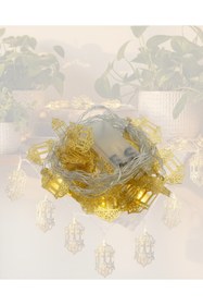 Resim Mestore Pilli Ramazan Işıkları Altın Renk Fener Figürlü LED Süsleme 