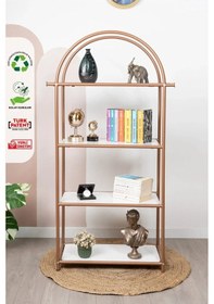 Resim Hestıa Rose Dekoratif Raf Mobilya Kitaplık Dekoratif Metal Mobilya 4 Raflı Kitaplık Altın 