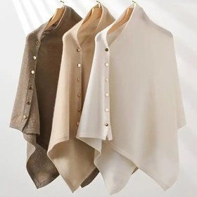 Resim Kadınlar İçin Şık Lüks Şal - Yumuşak Nefes Alabilen Dayanıklı Kumaş, Metal Düğmeli Kapama, Bej/Beyaz/Siyah/Kahverengi - Ofis, Akşam, Günlük Kullanım İçin Çok Fonksiyonlu Eşarp - Kırışıklık Karşıtı Kolay Bakım (Elde Yıkama/Kuru Temizleme) - Tarz Sahibi Çok Yönlü Sarma 