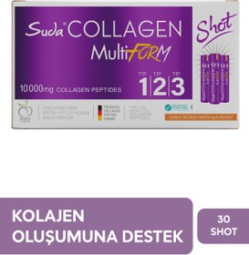 Resim Suda Collagen Multiform Kolajen, Vitamin C,Biotin,Hyaluronik Asit,Saç,Tırnak,Cilt Şeftali Aromalı 30Shot 