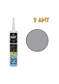 Resim Selsil Yağmura Dayanıklı Silikonize Mastik Gri 485 Gr. - 5 Adet Gri Gri 
