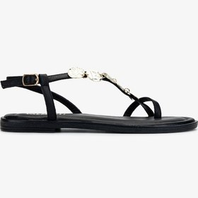 Resim Valmenti Kadın Hakiki Deri Siyah Deri Parmak Arası Sandalet 1062 1001 Bn Sndlt Y25 Sıyah Dr Siyah 