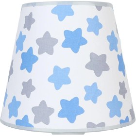 Resim Şenay Aydınlatma Çocuk Odası Konik Kumaş Abajur-Mavi Gri Yıldız 