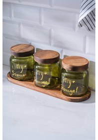 Resim Acar Pierre Akasya Kapaklı Kavanoz Seti - 12 Cm Açık Yeşil 