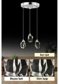 Resim İstanbul Avize Kabarcıklı Liya 3'lü Gümüş Kumandalı 3 Renk Ledli 