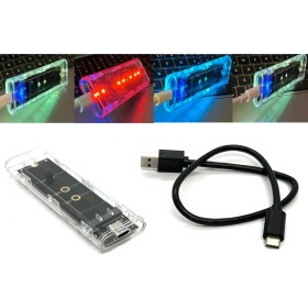 Resim Aogo Yeni Tip Işıklı Vidasız Nvme Kutu M.2 Nvme SSD Harddisk Kutusu Usb3.1 Type-C Gen2 10GBPS M-Key SSD Usb-C 