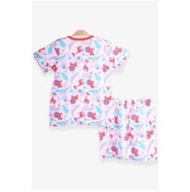 Resim Breeze Erkek Bebek Pijama Takımı Hayvanlar Alemi Desenli Beyaz (9 Ay-3 Y 