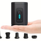 Resim Açık Hava Kamp Elektrikli Şişirme Pompası, Vakum Sıkıştırma Torbaları için Taşınabilir Hava Pompası, Şişme Koltuk, Hava Yatağı, Tekne, Yüzme Halkası Mini Hızlı Şarj Siyah Versiyon, 5 Nozullu USB Şarj Edilebilir Pil, 30W 