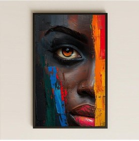 Resim Yarı Abstre Afrika Portresi Şeffaf Pleksi Tablo 