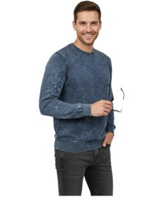 Resim Raymons Erkek Spor Sıfır Yaka Taşlama Yıkamalı Regular Fit Kazak Bgl-st04952 Füme 