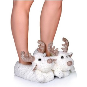 Resim Twigy Geyik Star AA0646 Kadın Hayvanlı Panduf Beyaz 36/41 Beyaz 