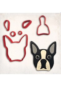 Resim Boston Terrier Köpek Detay Kurabiye Kalıp Seti 6 Parça KIrmızı 