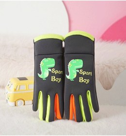 Resim Çocuk Eldivenleri Sonbahar Ve Kış Sıcak Erkek Ve Kadın Kadife Açık Hava Sporları Bisiklet Rüzgar Geçirmez Soğuk Kayak Eldivenleri Koyu Gri 