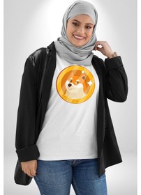 Resim Doge Coin Unisex Unisex Beyaz Organik Baskılı T-shirt Penye Yüksek Kalite Beyaz 