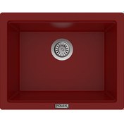 Resim Polex Cristalüx Granit Evye P-09 Bordo Tezgah Altı Ve Tezgah Üstü Kare Mutfak Evyesi 55.5x43.5 CM 