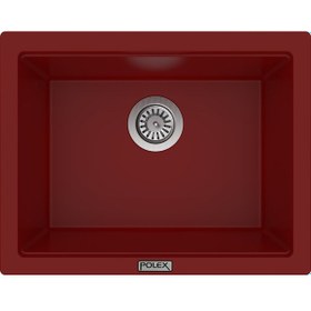 Resim Polex Cristalüx Granit Evye P-09 Bordo Tezgah Altı Ve Tezgah Üstü Kare Mutfak Evyesi 55.5x43.5 CM 