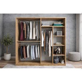 Resim Zen Sürgü Kapaklı Dolap Gardırop Çam 