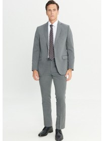 Resim AC&Co / Altınyıldız Classics Erkek Grı Slim Fit Dar Kesim Mono Yaka Takım Elbise Gri 