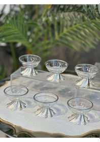 Resim Elta Collection 6 Lı Lüx Gümüş Kahve Yanı Mini Lokumluk Şekerlik Sosluk Reçellik Çerezlik Kase Gümüş 