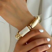 Resim 1 adet Vintage Şık Akrilik Boncuklu Bilezik - Çok Katmanlı Kahverengi ve Altın, Kadınlar ve Çiftler için Mükemmel, Günlük Kullanım veya Hediye, Tüm Mevsimler, Günlük Aksesuar|Vintage Stil|Akrilik Bilezik 