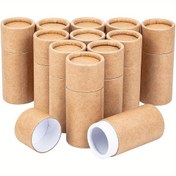 Resim 12 Adet BurlyWood Kraft Kağıt Hediye Kutuları - 8.36cm Yuvarlak Kalem Tutucular & Çay Kutusu Tüpleri, Tatil Süslemeleri İçin Mükemmel 