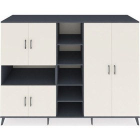 Resim Kronos Dolap 13 Raflı 6 Kapaklı 220x59x163 Antrasit-aytaşı/antras Antrasit-aytaşı/antrasit 