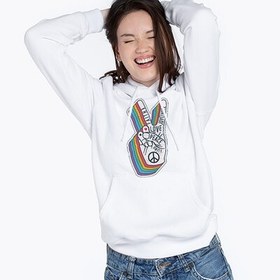 Resim Peace Tasarımlı Kapşonlu Kadın Sweatshirt 