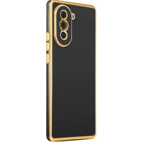 Resim TrendShopping Huawei Nova 10 Pro Parlak Kenarlı Altın Işlemeli Kamera Korumalı Kapak 