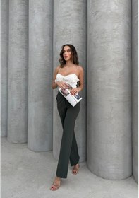 Resim Haki Cep Düğme Detaylı Pantolon Haki 