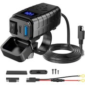 Resim Honmex Motorcycle Usb Şarj Cihazı Pd3.0+qc3.0 Hızlı Şarj, 7-32v Voltmeter Ekranı, Su Geçirmez, On/off Anahtarı, Siyah 