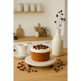 Resim Akayev Traverten 19 cm Ahşap Boncuk Ayaklı Sunumluk 