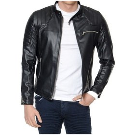 Resim Oliggopol Erkek Slim Fit İç Cepli Kapşonlu Deri Mont Ceket Siyah 