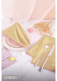 Resim Tekli %100 Pamuk Kumaş Peçete Krem 50x50 Cm Mutfak Bezi Sofra Sunum Servis Peçetesi Krem 