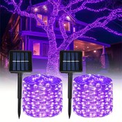 Resim Güneş Enerjili Peri Işıkları Paketi, IP65 Su Geçirmez Dış Mekan Güneş Enerjili Noel Işık Zinciri ile 8 Modlu Yanıp Sönen ve Sabit Fonksiyon, Güneş Panosu Işık Sensör Kontrolü, Otomatik Olarak Alacakaranlıkta Açılır, Bahçe, Veranda, Ağaçlar, Çitler, Doğum Günü Partileri, Düğünler ve Cadılar Bayramı Süslemeleri için Uygun 