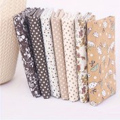Resim 7 adet Kalın Kapitone Kumaş Kareleri, %100 Önceden Kesilmiş Patchwork, Ekose Desen, Elde Yıkanabilir, DIY El Sanatları için Çeşitli Çiçek ve Nokta Desenleri ile Birlikte 