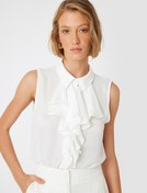 Resim Kolsuz Fırfırlı Gömlek Krep Kumaş 