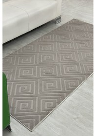 Resim Lüle Halı Delüx Kabartmalı Düz Renk Üstün Kalite De Kaymaz Tabanlı Yolluk Halı Vizon 