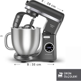 Resim Karaca Mastermaid Chef Ultra D2000W Dijital Ekranlı Hamur Yoğurma Makinesi Black 7L 