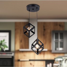 Resim Cup 2Li Siyah Sarkıt Modern Genç Odası Mutfak Retro Salon Sarkıt Avize 