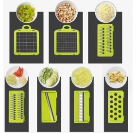 Resim Alrens Sebze Kesici, Paslanmaz Çelik Bıçaklı, 12'si 1 Arada Çok Fonksiyonlu Soğan Doğrayıcı, Sebze Rendesi, Meyve Kesici, Soğan Kesici, Meyve ve Sebze, Havuç, Patates, Domates Rendelemek Için 